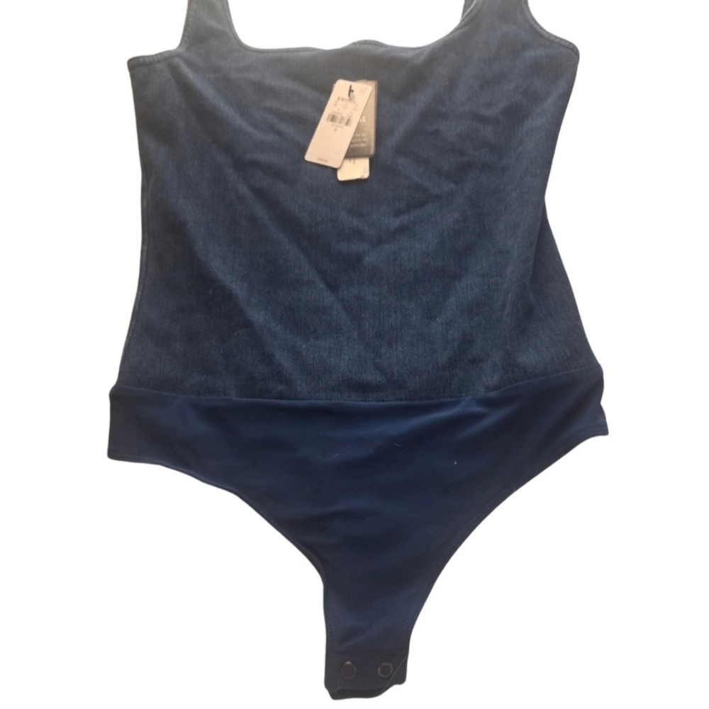 Express Dark Blue Denim Bodysuit
